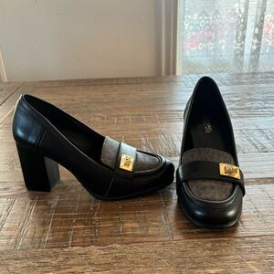 Michael Kors Padma Loafer Block Heel Leather Shoes Size 5.5